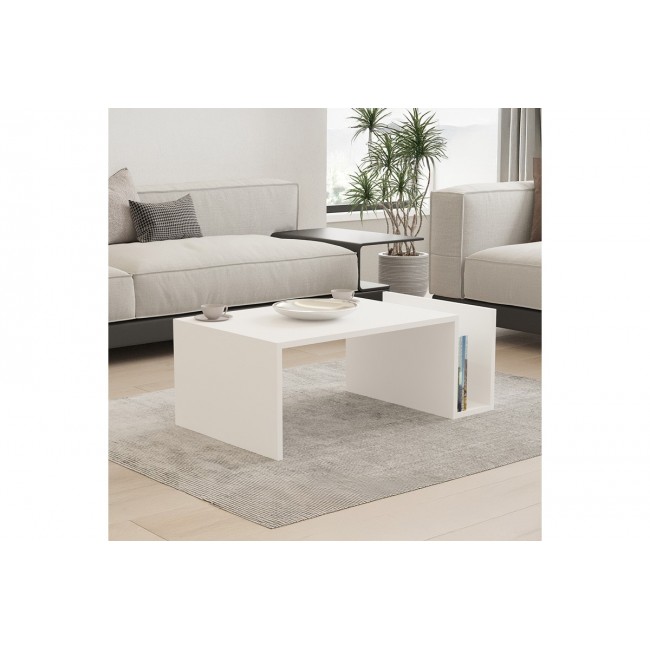 Τραπέζι σαλονιού "POKO" σε χρώμα λευκό 86.8x50x32.4