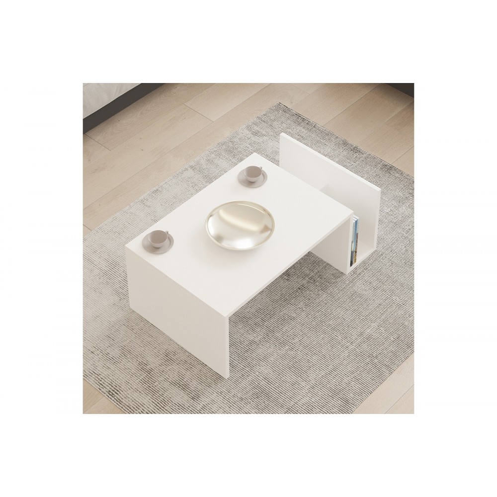 Τραπέζι σαλονιού "POKO" σε χρώμα λευκό 86.8x50x32.4