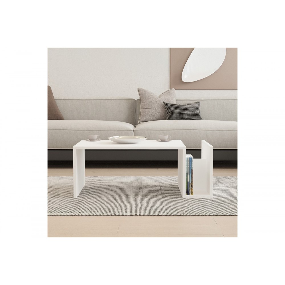 Τραπέζι σαλονιού "POKO" σε χρώμα λευκό 86.8x50x32.4
