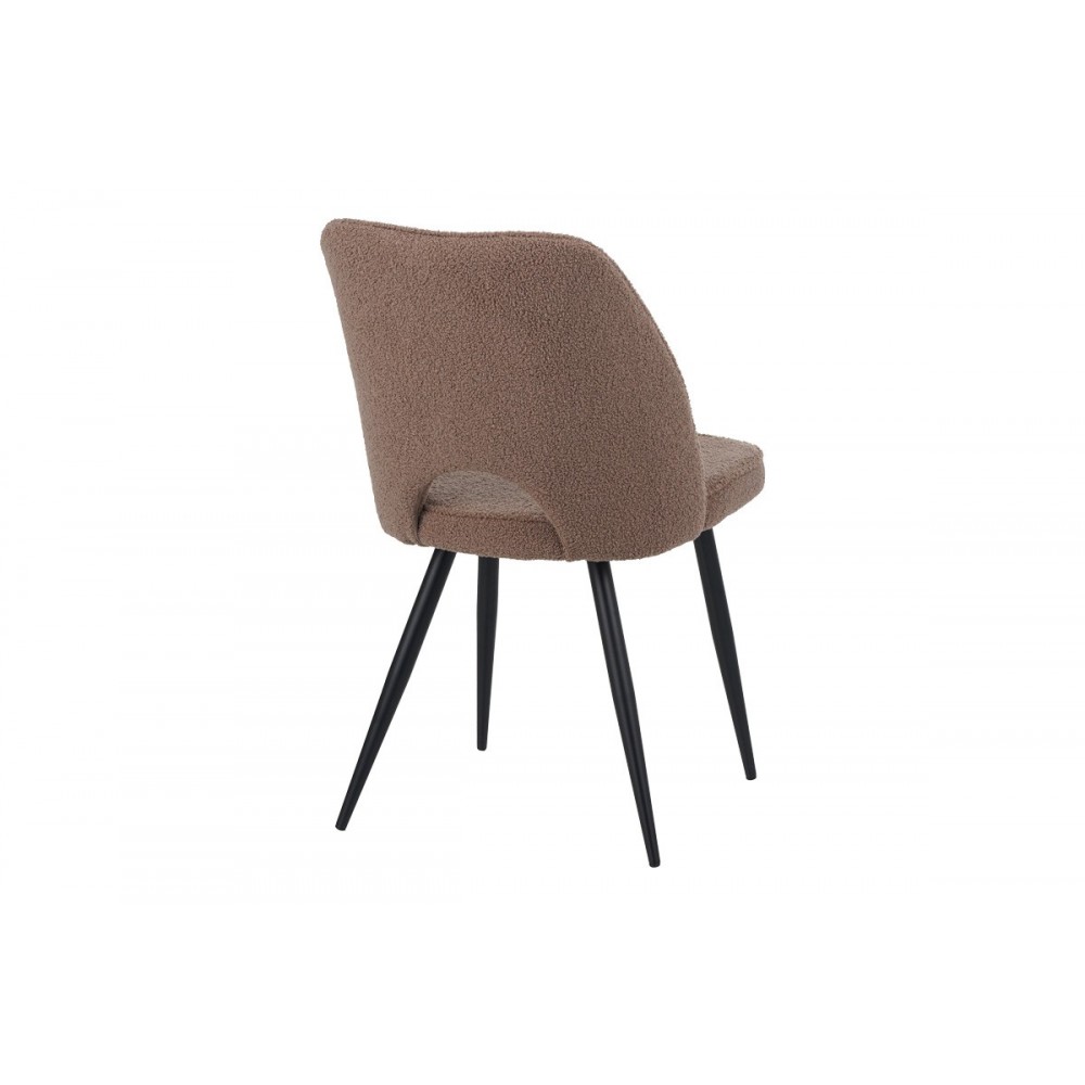 Καρέκλα "RENISH" από μπουκλε ύφασμα/μέταλλο σε χρώμα καπουτσίνο/μαύρο 61x47x91.5