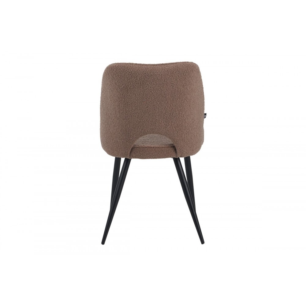 Καρέκλα "RENISH" από μπουκλε ύφασμα/μέταλλο σε χρώμα καπουτσίνο/μαύρο 61x47x91.5