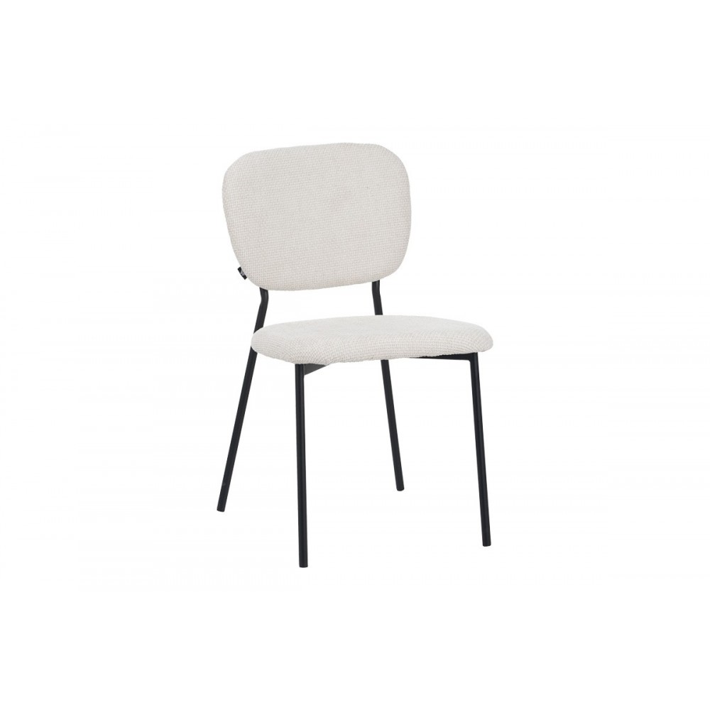 Καρέκλα "CATHAIR" από μπουκλέ ύφασμα/μέταλλο σε χρώμα μπεζ/μαύρο 68x66x82.5