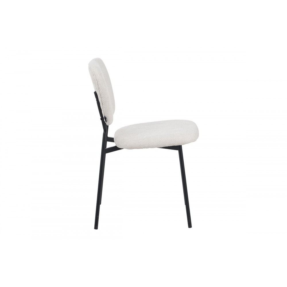 Καρέκλα "CATHAIR" από μπουκλέ ύφασμα/μέταλλο σε χρώμα μπεζ/μαύρο 68x66x82.5