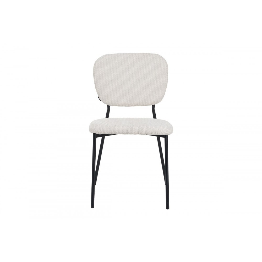Καρέκλα "CATHAIR" από μπουκλέ ύφασμα/μέταλλο σε χρώμα μπεζ/μαύρο 68x66x82.5