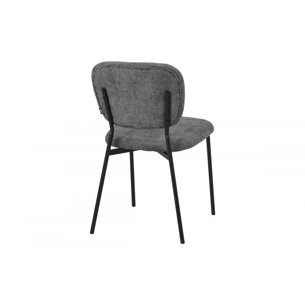Καρέκλα "CATHAIR" από μπουκλέ ύφασμα/μέταλλο σε χρώμα γκρι/μαύρο 68x66x82.5