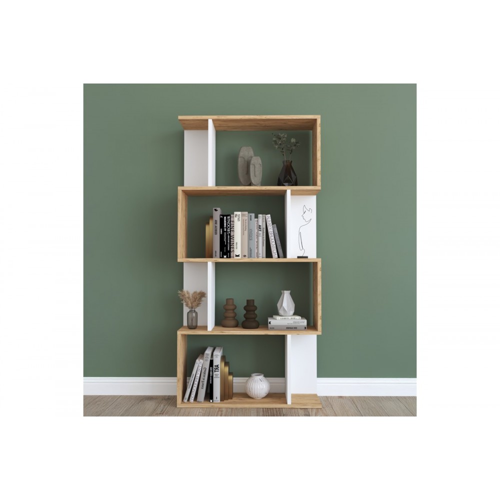 Βιβλιοθήκη "KADU" σε χρώμα oak/λευκό 72x22x147