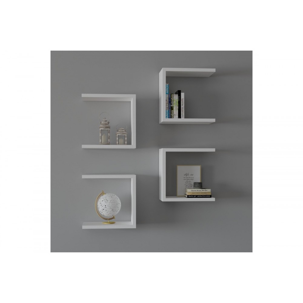 Ραφιέρα τοίχου "PERARI" 4τμχ σε χρώμα λευκό 30x19.6x30