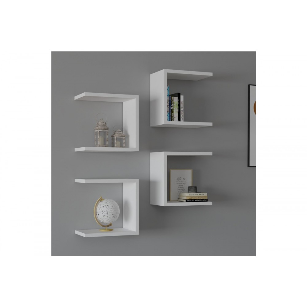 Ραφιέρα τοίχου "PERARI" 4τμχ σε χρώμα λευκό 30x19.6x30