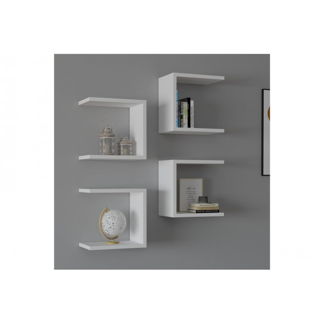 Ραφιέρα τοίχου "PERARI" 4τμχ σε χρώμα λευκό 30x19.6x30