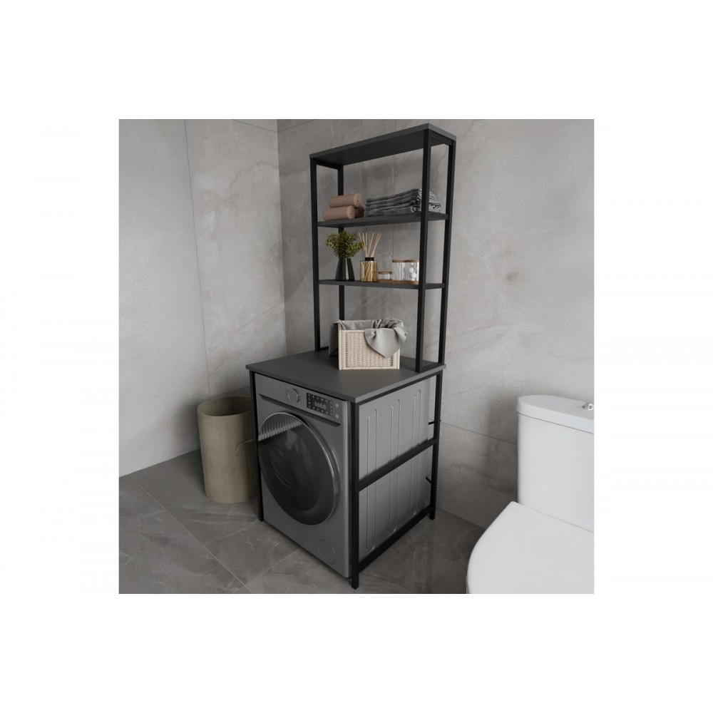Έπιπλο πλυντηρίου "KYLIE" από μέταλλο σε χρώμα μαύρο/ανθρακί 60x60x180