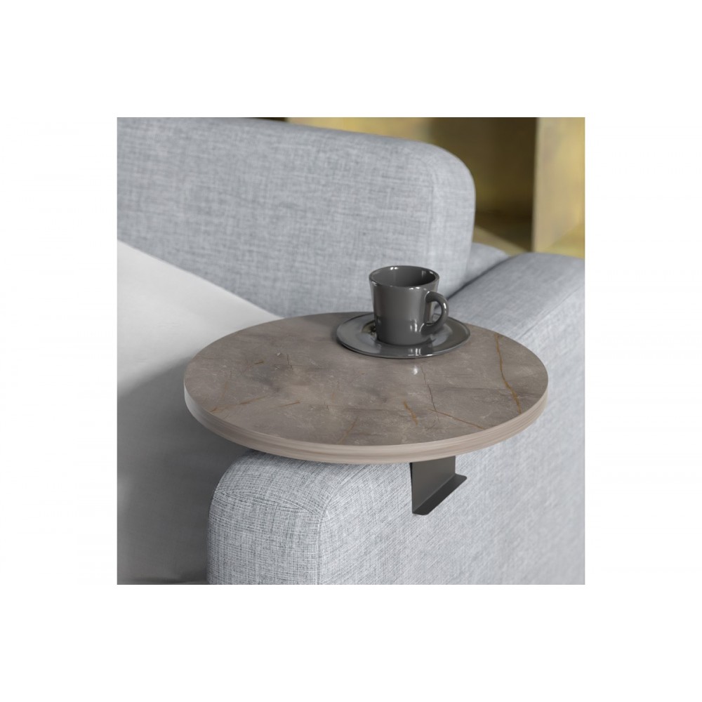 Βοηθητικό τραπεζάκι "LINEA" από μέταλλο σε χρώμα ανθρακί/μαύρο Φ35.5x5