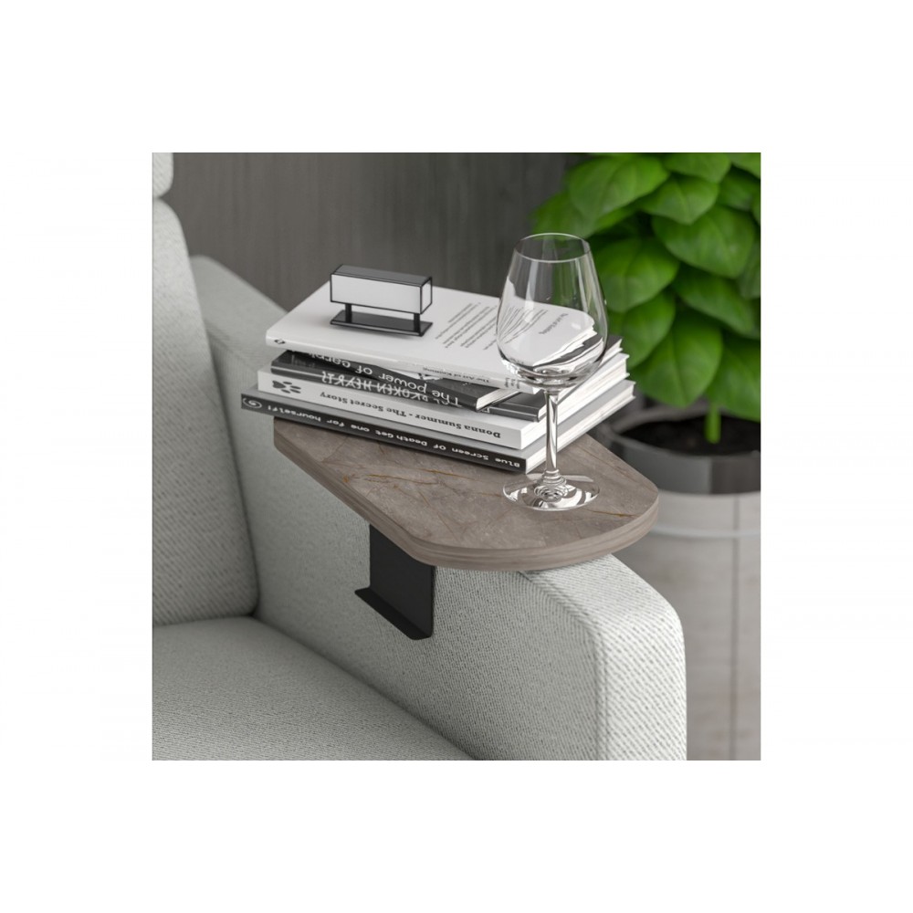 Βοηθητικό τραπεζάκι "LINEA" από μέταλλο σε χρώμα ανθρακί μαρμάρου/μαύρο 20x35x10