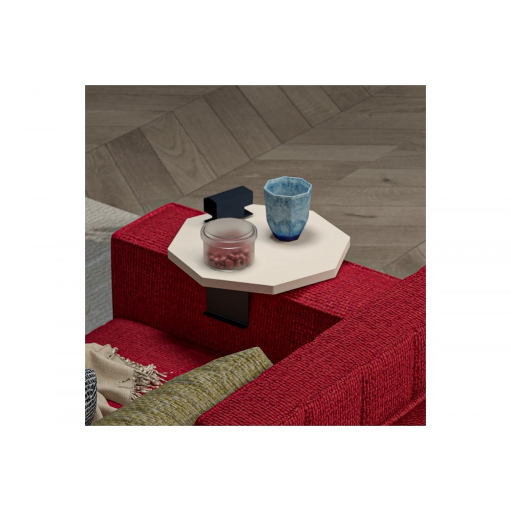 Βοηθητικό τραπεζάκι "LINEA" από μέταλλο σε χρώμα κρεμ/μαύρο Φ34x10