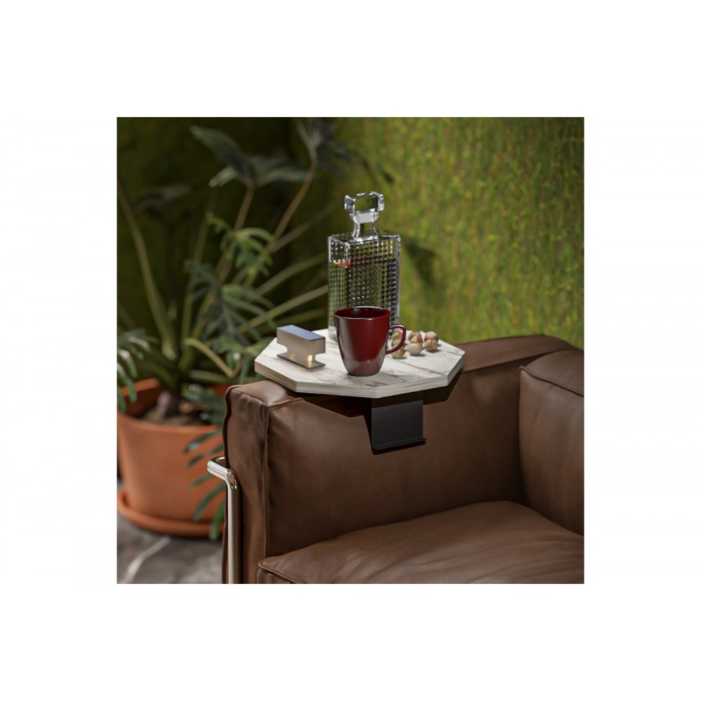 Βοηθητικό τραπεζάκι "LINEA" από μέταλλο σε χρώμα γκρι μαρμάρου/μαύρο Φ34x10