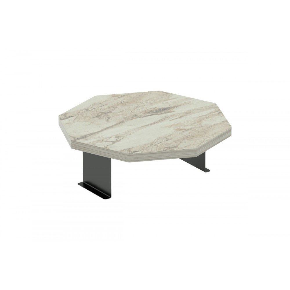 Βοηθητικό τραπεζάκι "LINEA" από μέταλλο σε χρώμα γκρι μαρμάρου/μαύρο Φ34x10