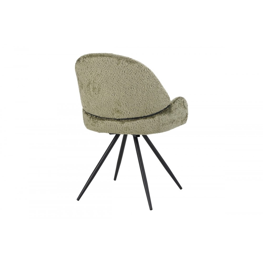 Καρέκλα περιστρεφόμενη "MOREA" από μπουκλέ ύφασμα/μέταλλο σε χρώμα λαδί/μαύρο 68x66x82.5