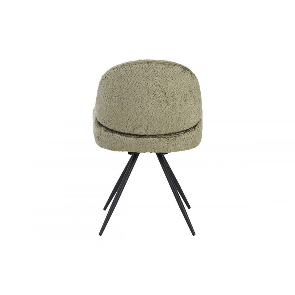 Καρέκλα περιστρεφόμενη "MOREA" από μπουκλέ ύφασμα/μέταλλο σε χρώμα λαδί/μαύρο 68x66x82.5