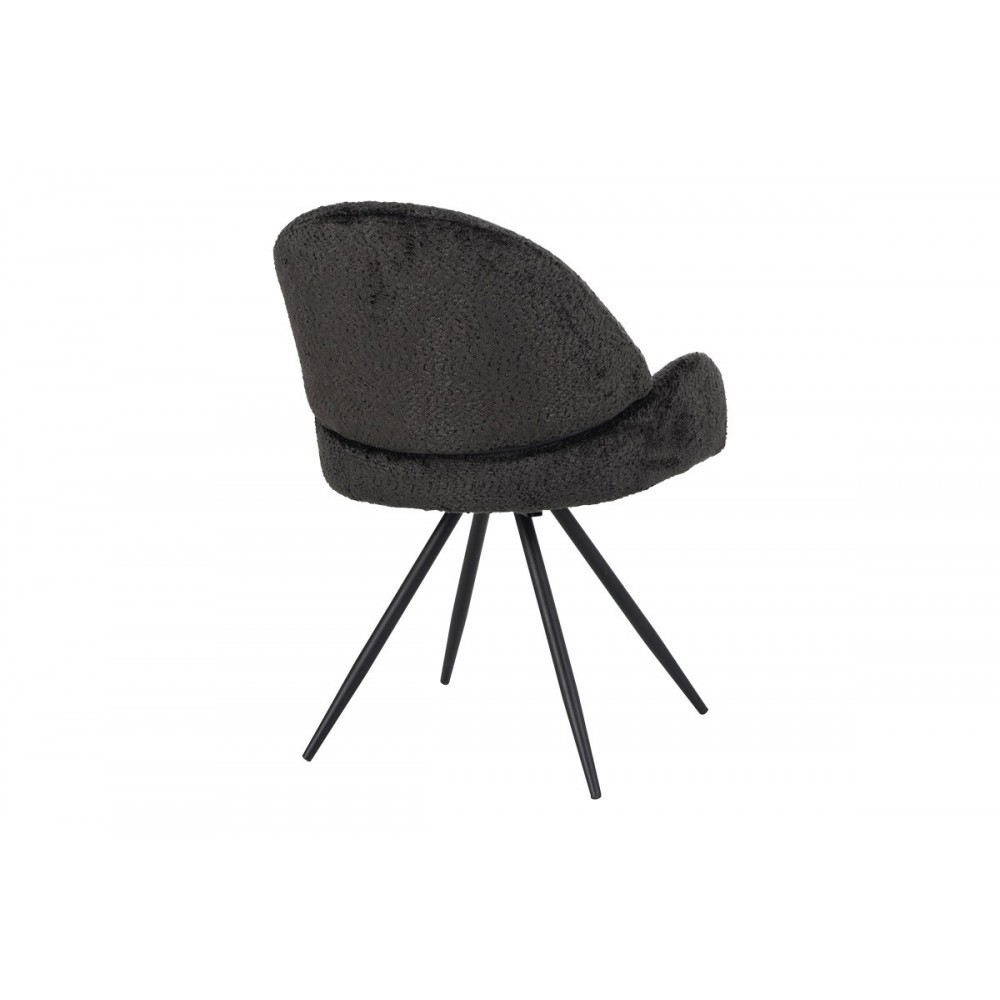 Καρέκλα περιστρεφόμενη "MOREA" από μπουκλέ ύφασμα/μέταλλο σε χρώμα μαύρο 68x66x82.5