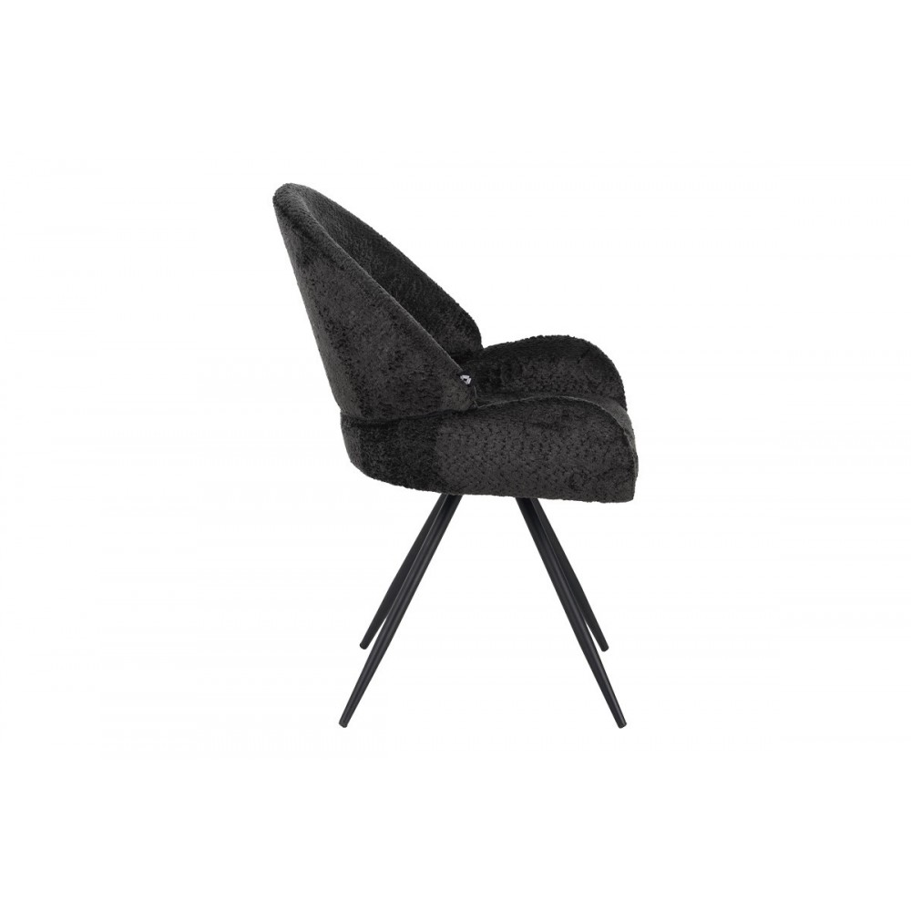 Καρέκλα περιστρεφόμενη "MOREA" από μπουκλέ ύφασμα/μέταλλο σε χρώμα μαύρο 68x66x82.5