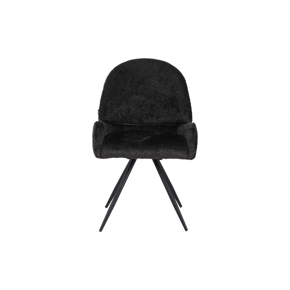 Καρέκλα περιστρεφόμενη "MOREA" από μπουκλέ ύφασμα/μέταλλο σε χρώμα μαύρο 68x66x82.5