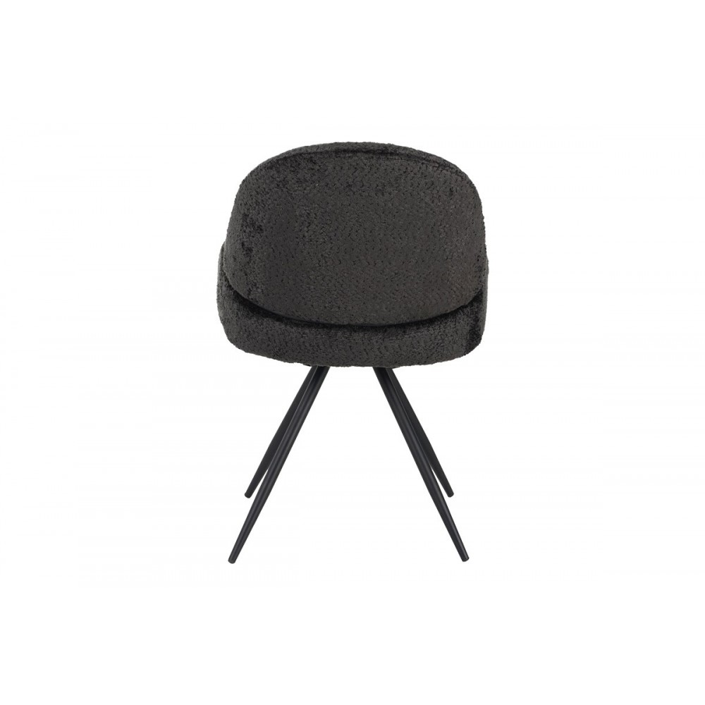 Καρέκλα περιστρεφόμενη "MOREA" από μπουκλέ ύφασμα/μέταλλο σε χρώμα μαύρο 68x66x82.5