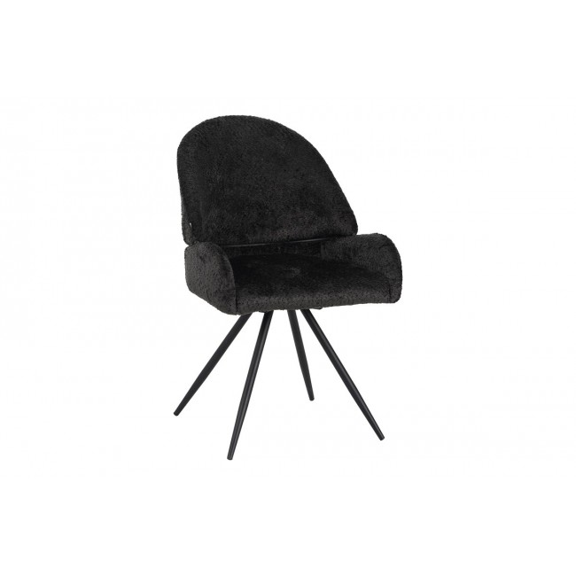 Καρέκλα περιστρεφόμενη "MOREA" από μπουκλέ ύφασμα/μέταλλο σε χρώμα μαύρο 68x66x82.5