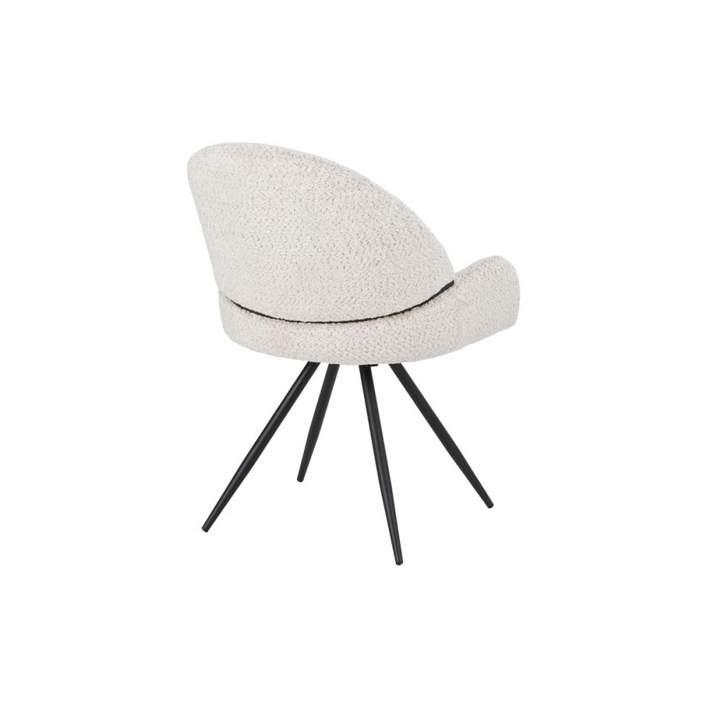 Καρέκλα περιστρεφόμενη "MOREA" από μπουκλέ ύφασμα/μέταλλο σε χρώμα μπεζ/μαύρο 68x66x82.5