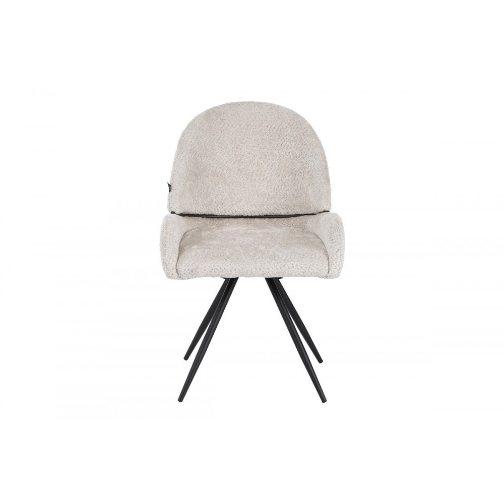 Καρέκλα περιστρεφόμενη "MOREA" από μπουκλέ ύφασμα/μέταλλο σε χρώμα μπεζ/μαύρο 68x66x82.5