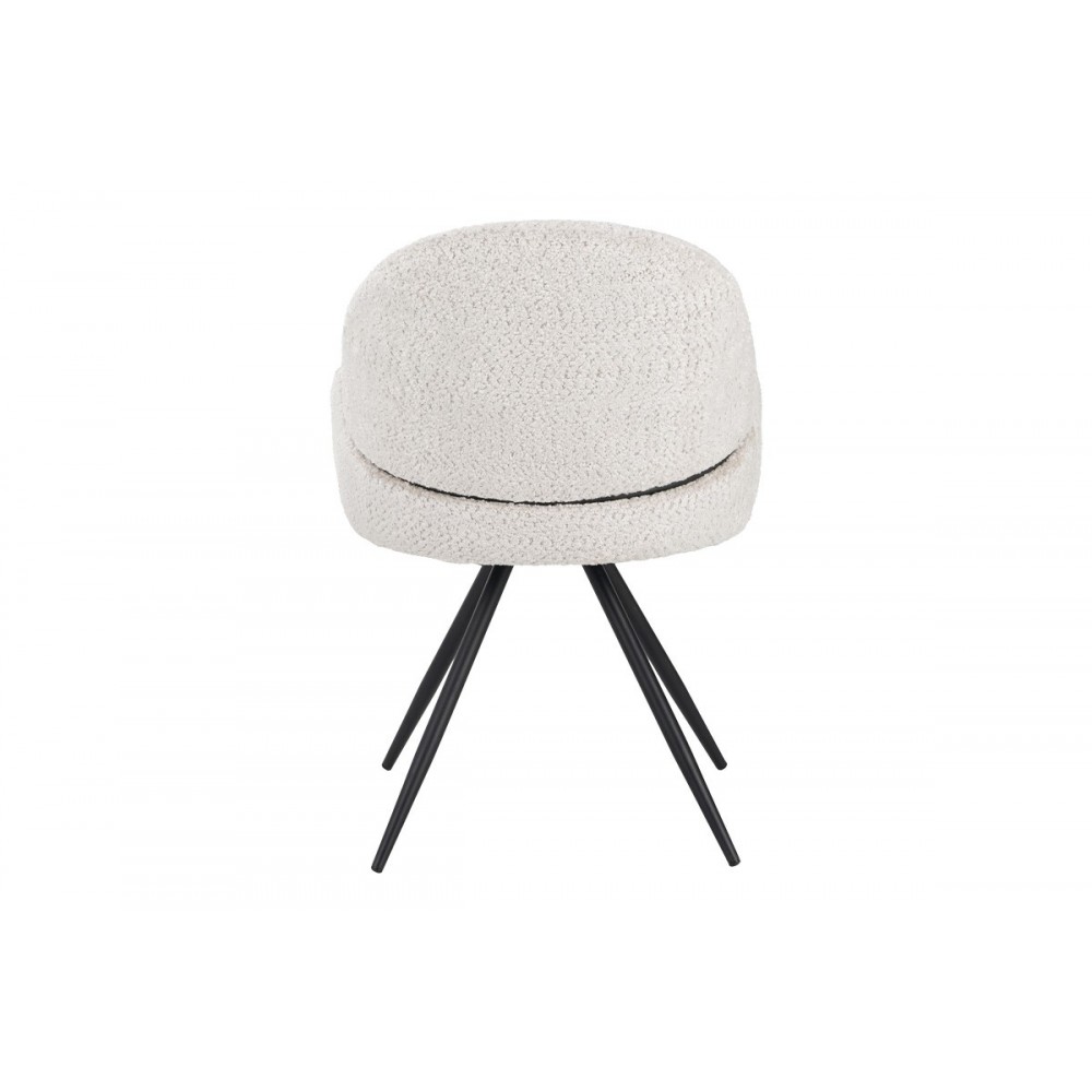 Καρέκλα περιστρεφόμενη "MOREA" από μπουκλέ ύφασμα/μέταλλο σε χρώμα μπεζ/μαύρο 68x66x82.5