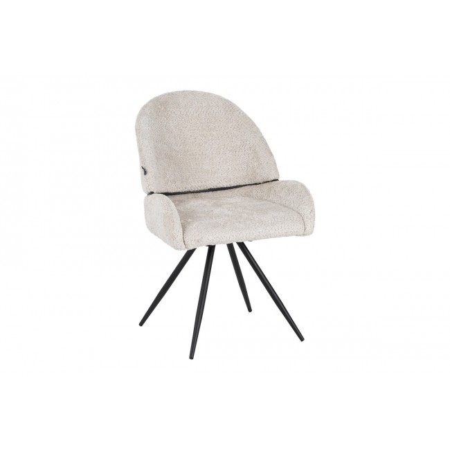 Καρέκλα περιστρεφόμενη "MOREA" από μπουκλέ ύφασμα/μέταλλο σε χρώμα μπεζ/μαύρο 68x66x82.5