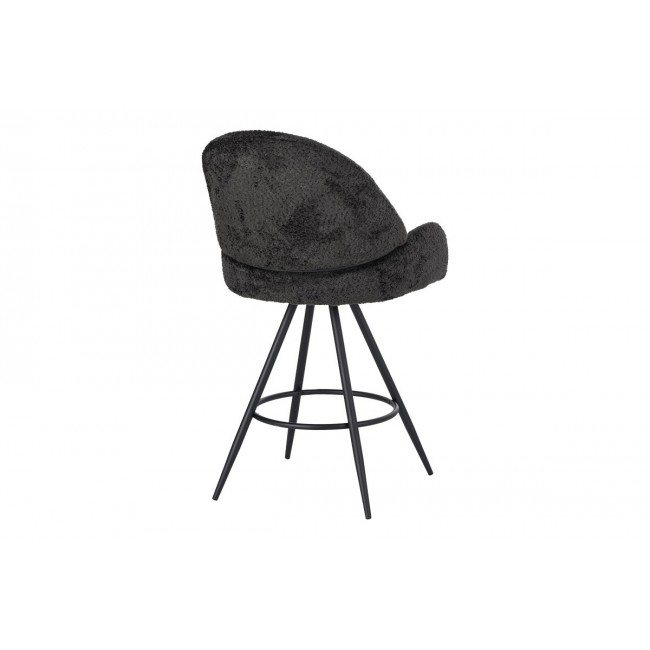 Σκαμπό μπαρ περιστρεφόμενο "MOREA" από μπουκλέ ύφασμα/μέταλλο σε χρώμα μαύρο 68x66x82.5