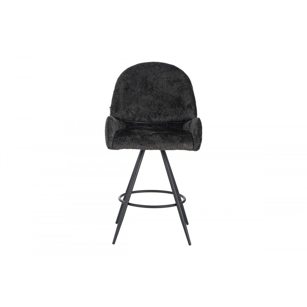 Σκαμπό μπαρ περιστρεφόμενο "MOREA" από μπουκλέ ύφασμα/μέταλλο σε χρώμα μαύρο 68x66x82.5