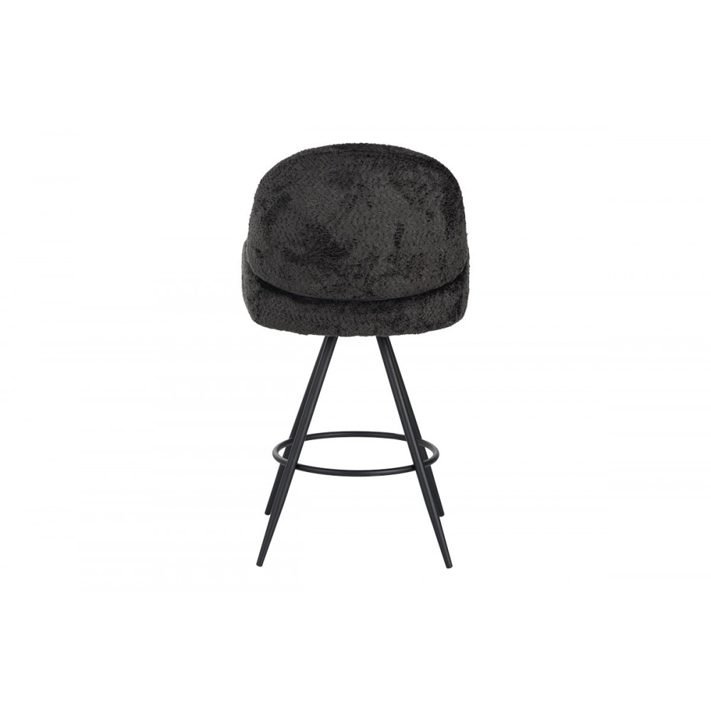 Σκαμπό μπαρ περιστρεφόμενο "MOREA" από μπουκλέ ύφασμα/μέταλλο σε χρώμα μαύρο 68x66x82.5