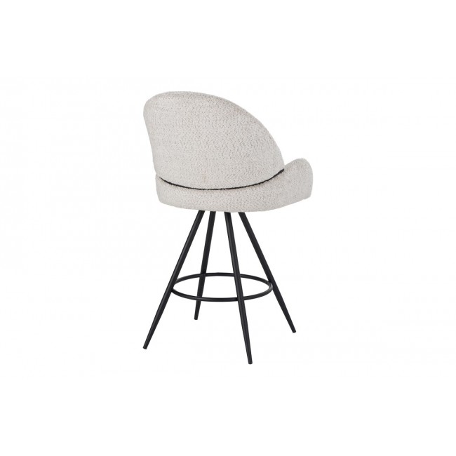 Σκαμπό μπαρ περιστρεφόμενο "MOREA" από μπουκλέ ύφασμα/μέταλλο σε χρώμα μπεζ/μαύρο 68x66x82.5