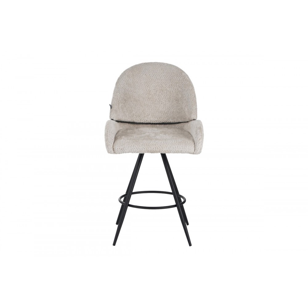 Σκαμπό μπαρ περιστρεφόμενο "MOREA" από μπουκλέ ύφασμα/μέταλλο σε χρώμα μπεζ/μαύρο 68x66x82.5