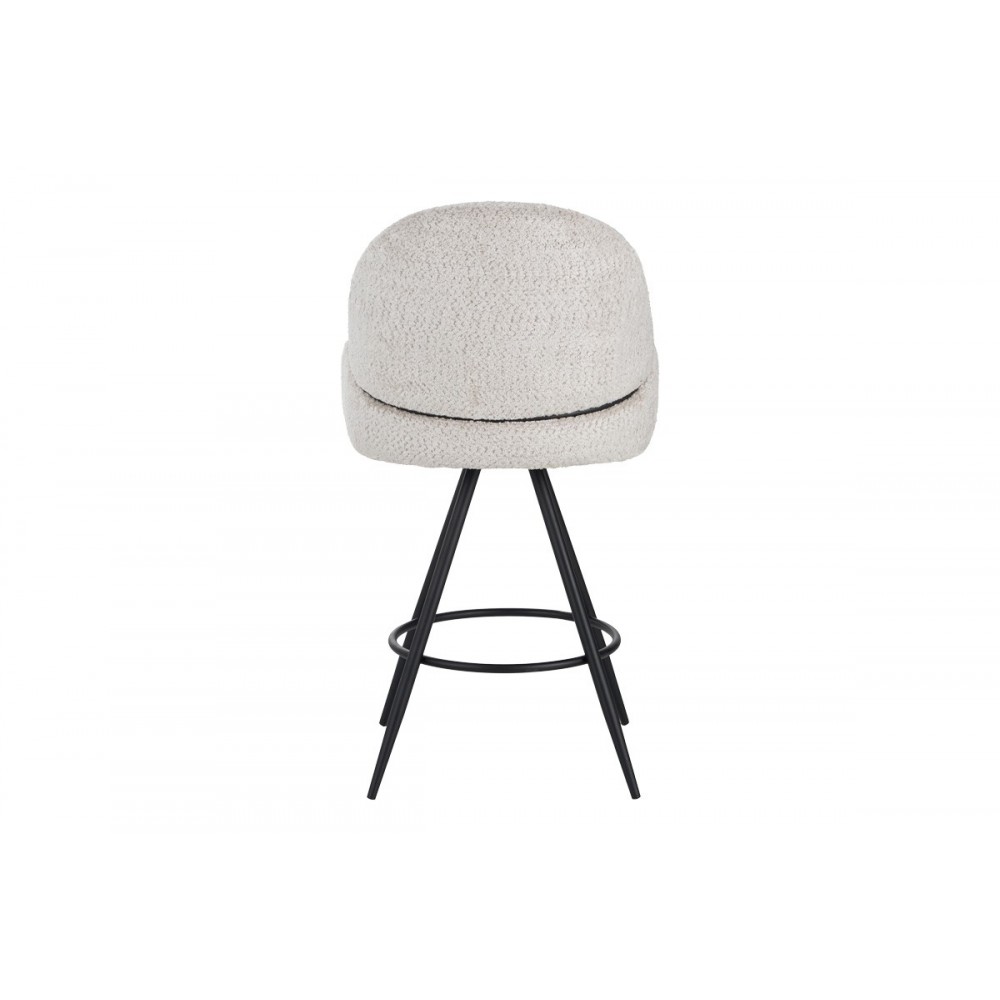 Σκαμπό μπαρ περιστρεφόμενο "MOREA" από μπουκλέ ύφασμα/μέταλλο σε χρώμα μπεζ/μαύρο 68x66x82.5