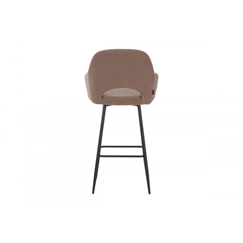 Σκαμπό μπαρ "RENISH" από μπουκλέ ύφασμα/μέταλλο σε χρώμα καπουτσίνο/μαύρο 51x57x114