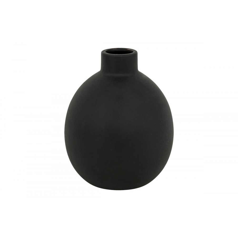 Βάζο "RIANZO" κεραμικό σε χρώμα μαύρο Φ14.5x18