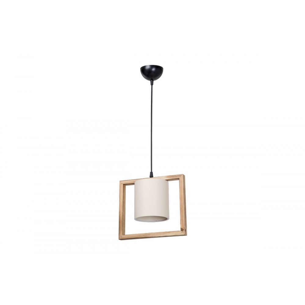 Φωτιστικό μονόφωτο "SEREDA" από ξύλο/ύφασμα σε χρώμα καφέ/κρεμ 28x14x27