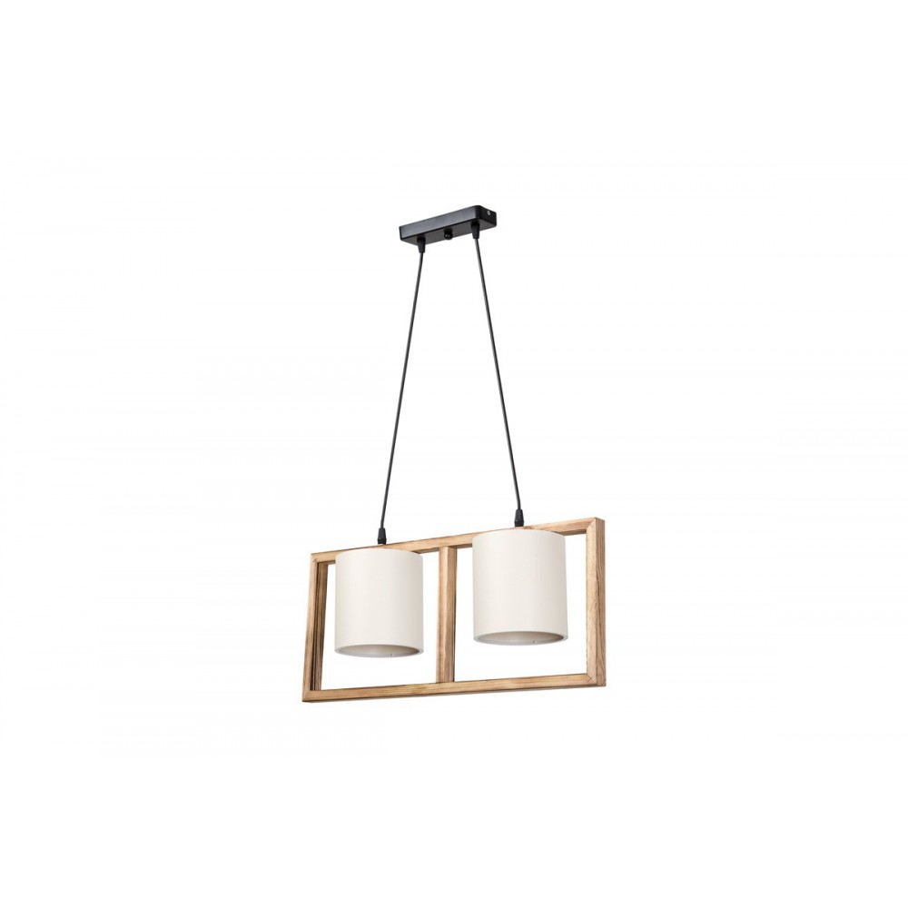 Φωτιστικό δίφωτο "SEREDA" από ξύλο/ύφασμα σε χρώμα καφέ/κρεμ 54x14x27