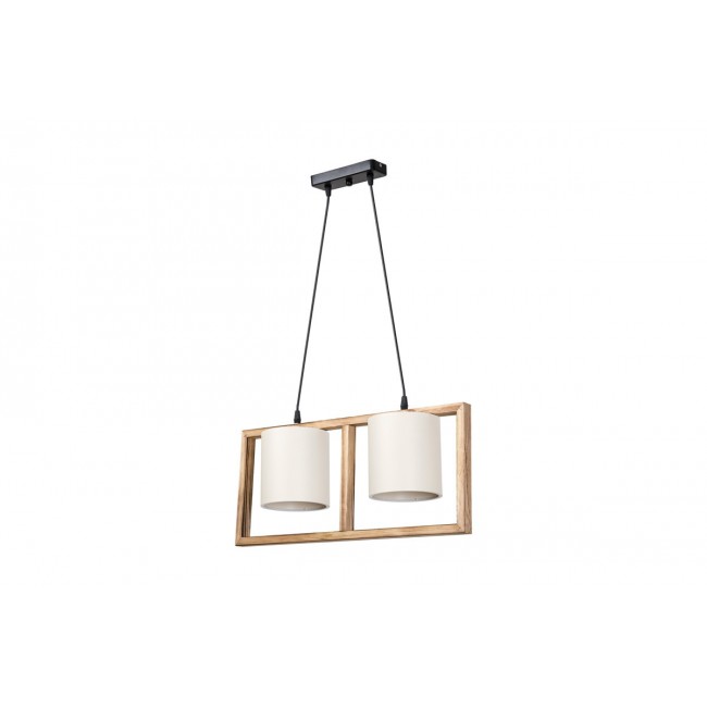 Φωτιστικό δίφωτο "SEREDA" από ξύλο/ύφασμα σε χρώμα καφέ/κρεμ 54x14x27