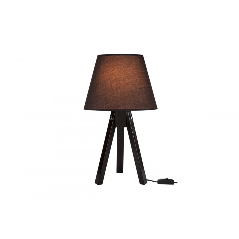Επιτραπέζιο φωτιστικό "ADECK" από ξύλο/ύφασμα σε χρώμα καφέ/γκρι Φ25x45