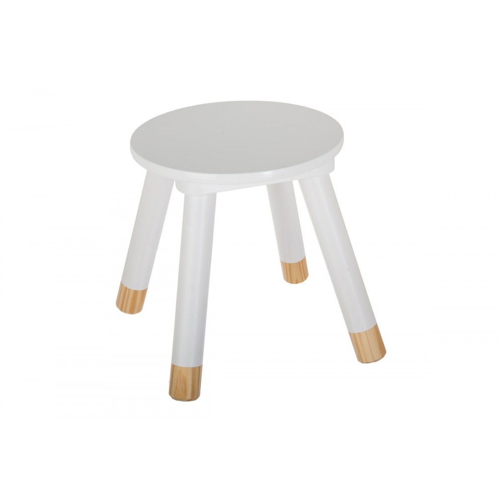 Παιδικό σκαμπό "KEVOU" από mdf/ξύλο σε χρώμα λευκό/φυσικό Φ24x25.7