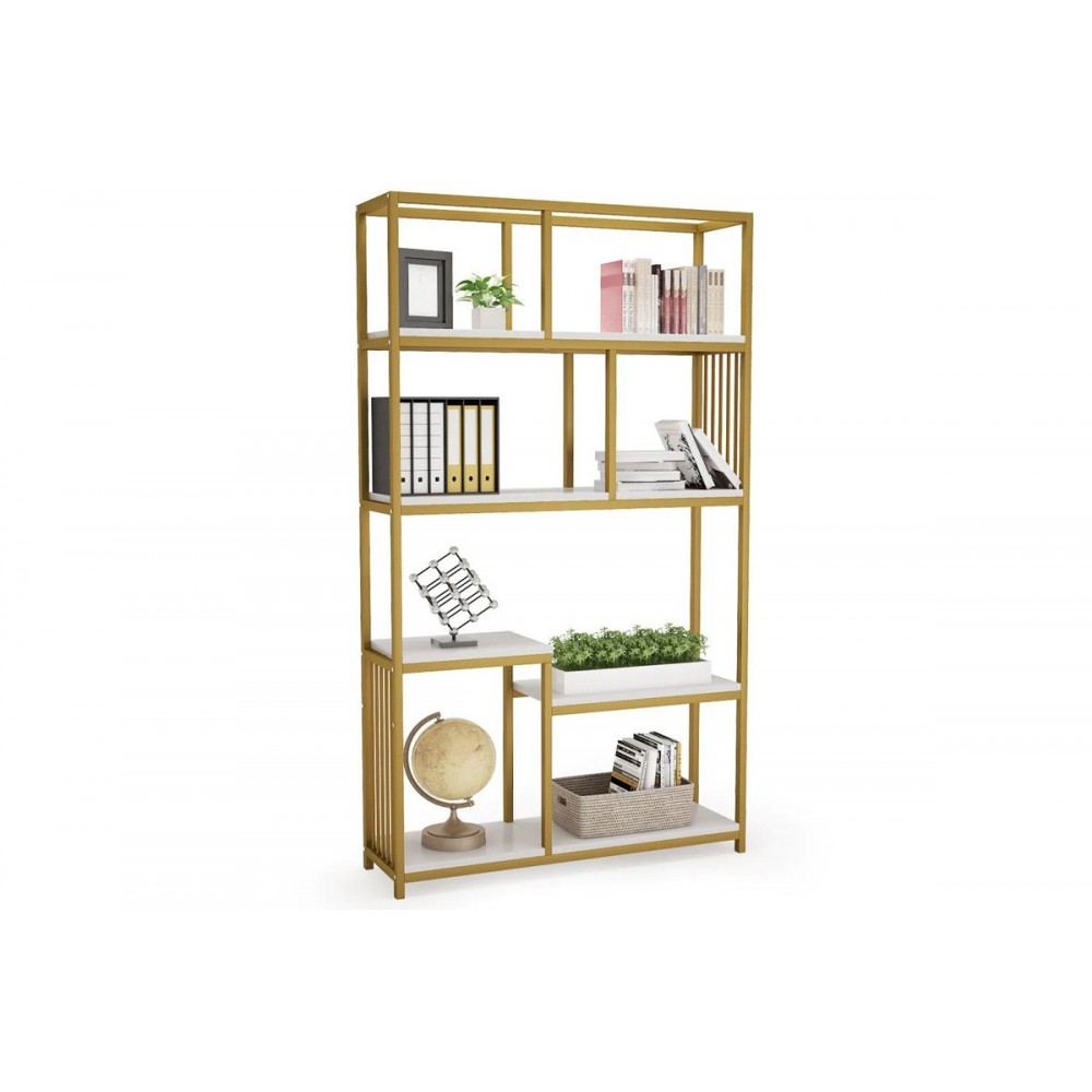 Βιβλιοθήκη "DENVER" από μέταλλο σε χρώμα χρυσό/λευκό 100x30x160