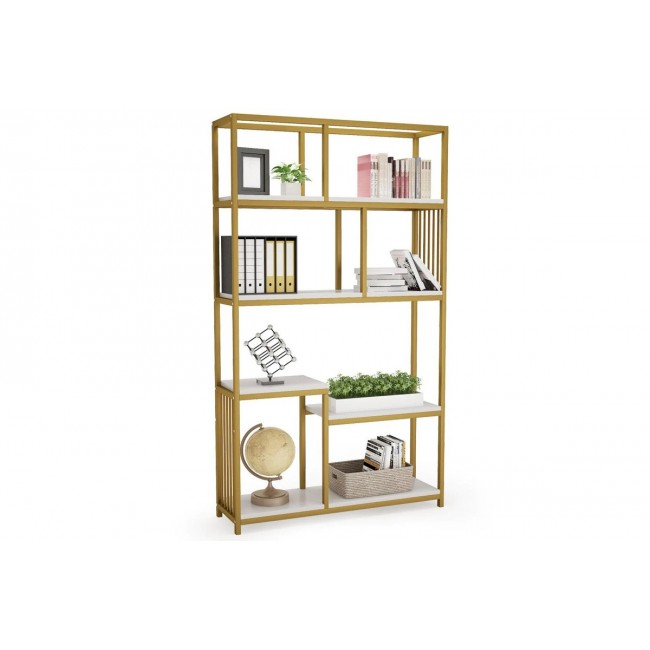 Βιβλιοθήκη "DENVER" από μέταλλο σε χρώμα χρυσό/λευκό 100x30x160
