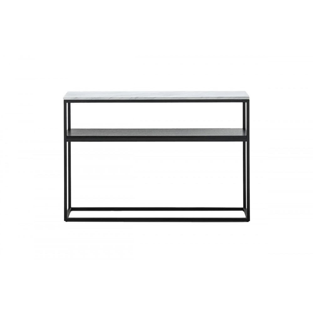 Κονσόλα "CASTEL I" από μέταλλο σε χρώμα λευκό μαρμάρου/μαύρο 120x35x80