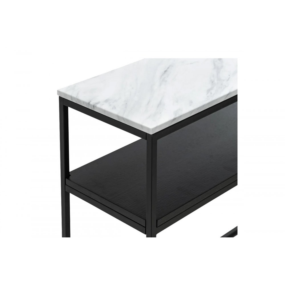 Κονσόλα "CASTEL I" από μέταλλο σε χρώμα λευκό μαρμάρου/μαύρο 120x35x80