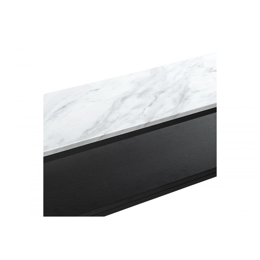 Κονσόλα "CASTEL I" από μέταλλο σε χρώμα λευκό μαρμάρου/μαύρο 120x35x80