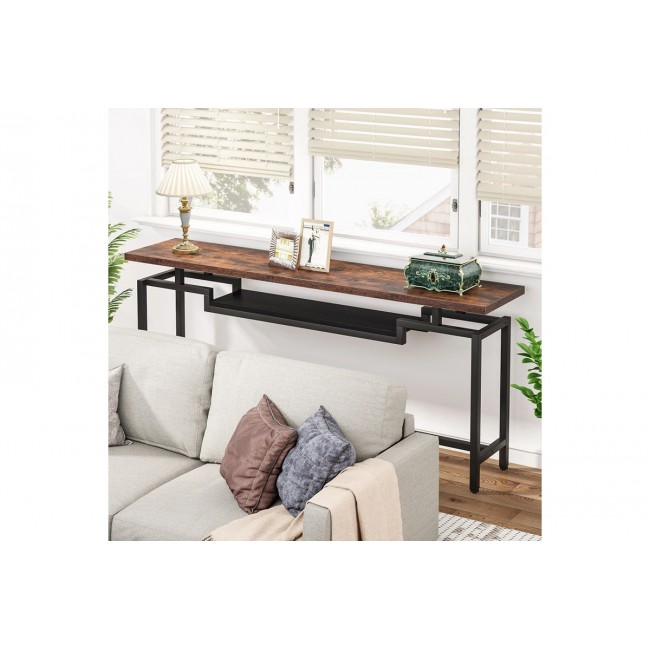 Κονσόλα "ONOLE" από μέταλλο σε χρώμα καρυδί/μαύρο 180x35x82