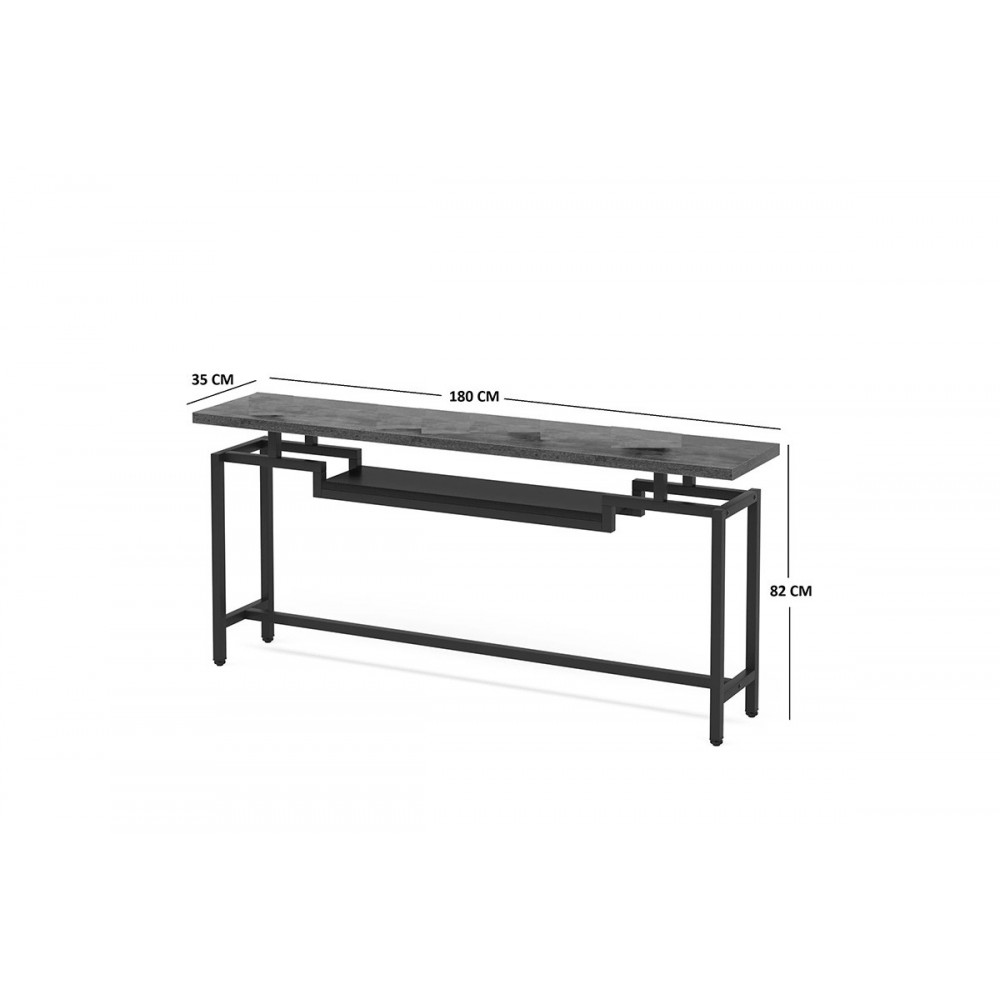 Κονσόλα "ONOLE" από μέταλλο σε χρώμα καρυδί/μαύρο 180x35x82